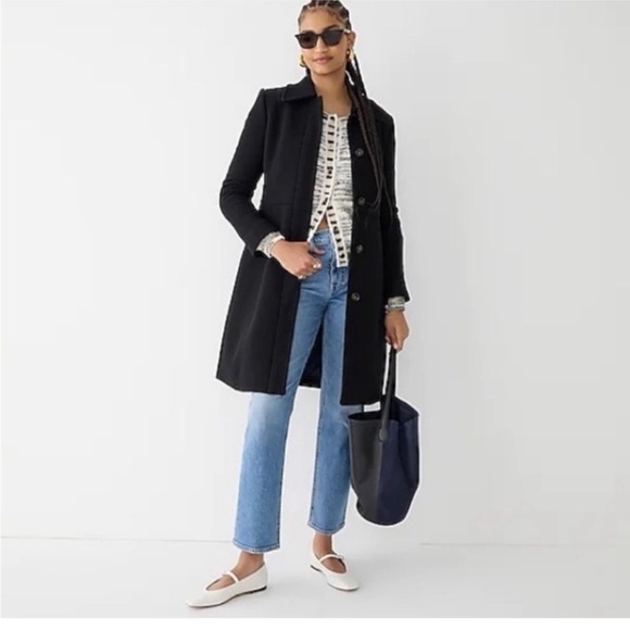 J.Crew Italian Wool Classic Lady Coat Black 0P Petite Thinsulate - Picture 1 of 2